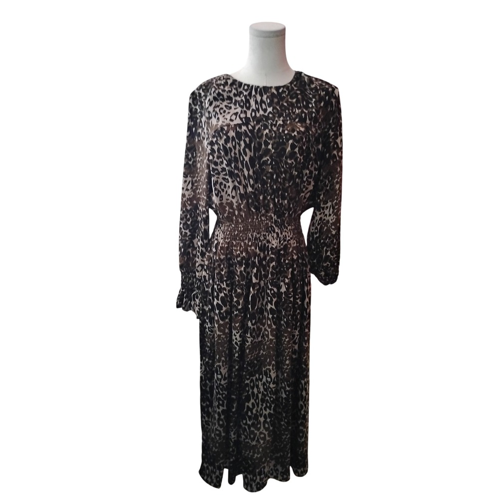 Victor Alfaro Semi Sheer Leopard Maxi Dress Size XL